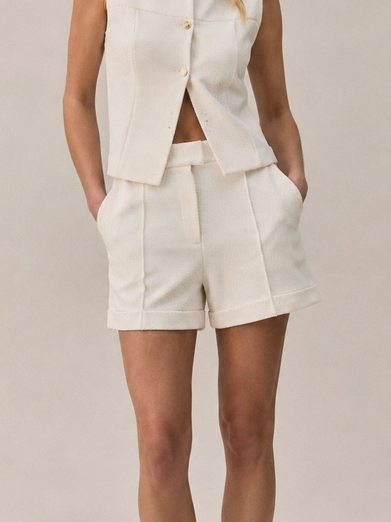 Lune Pants - LUNE Amsterdam Moon Classic Wide Leg Shorts Ivory Honeycomb Textured M NWT